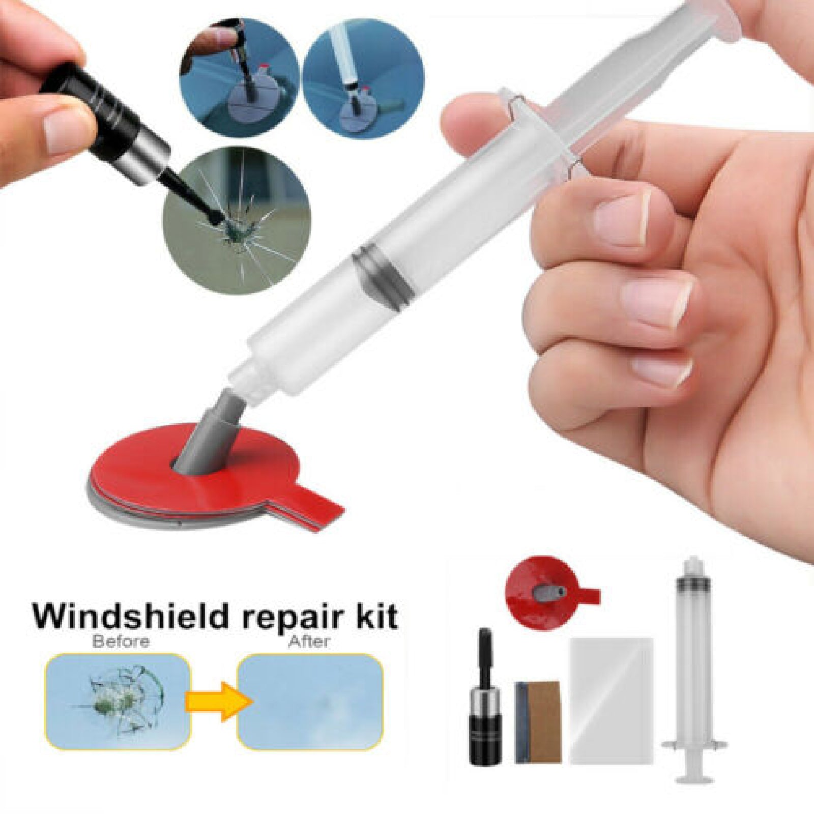 Windscreen Repair Kit Car Glass Windshield Tool Window Crack Chip Resin Recovery