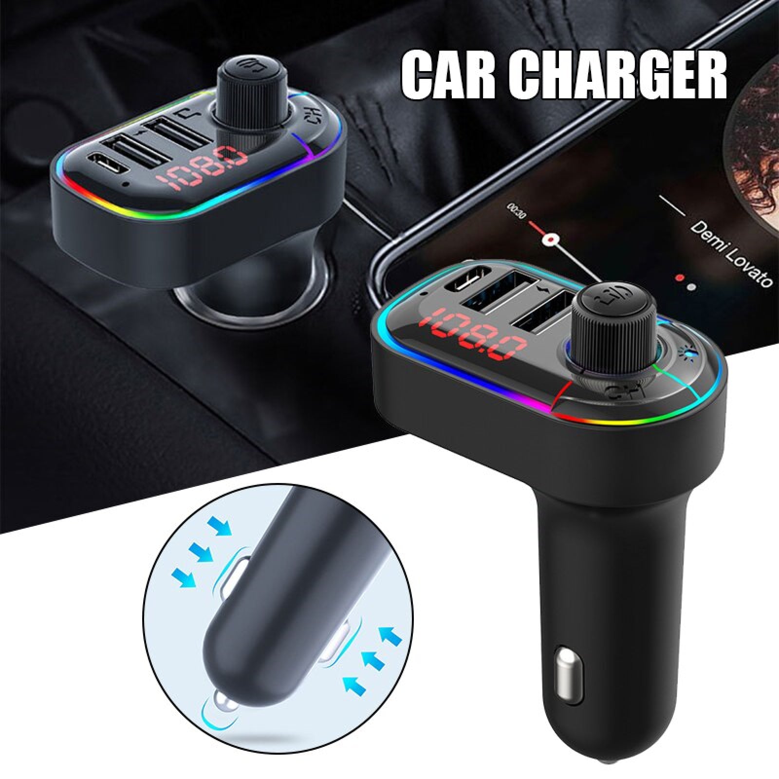FM Transmitter Bluetooth Wireless Dual USB Charger 5.0 Radio Car Kit Adapter