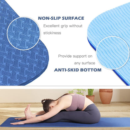 Yoga Mat Pad Exercise Fitness Pilates Non Slip Dual Layer Eco Friendly Mat Blue