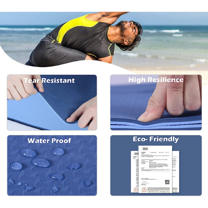 Yoga Mat Pad Exercise Fitness Pilates Non Slip Dual Layer Eco Friendly Mat Blue