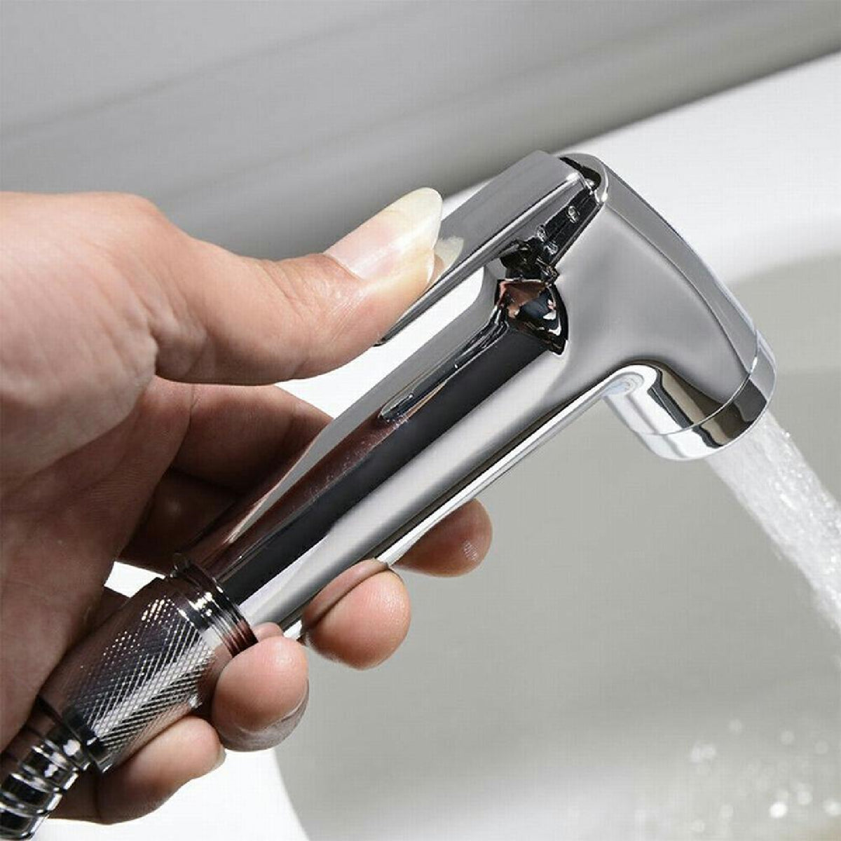 Douche Bidet Sprayer Shower Head Hose Shattaf Toilet Spray Kit Silver 4 Pieces