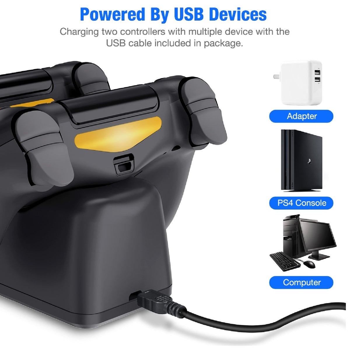 PS4 Controller Charger Dual Shock Station Playstation LED Charging Dock Stand