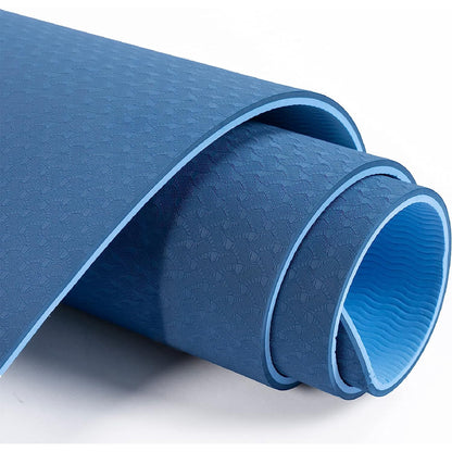 Yoga Mat Pad Exercise Fitness Pilates Non Slip Dual Layer Eco Friendly Mat Blue