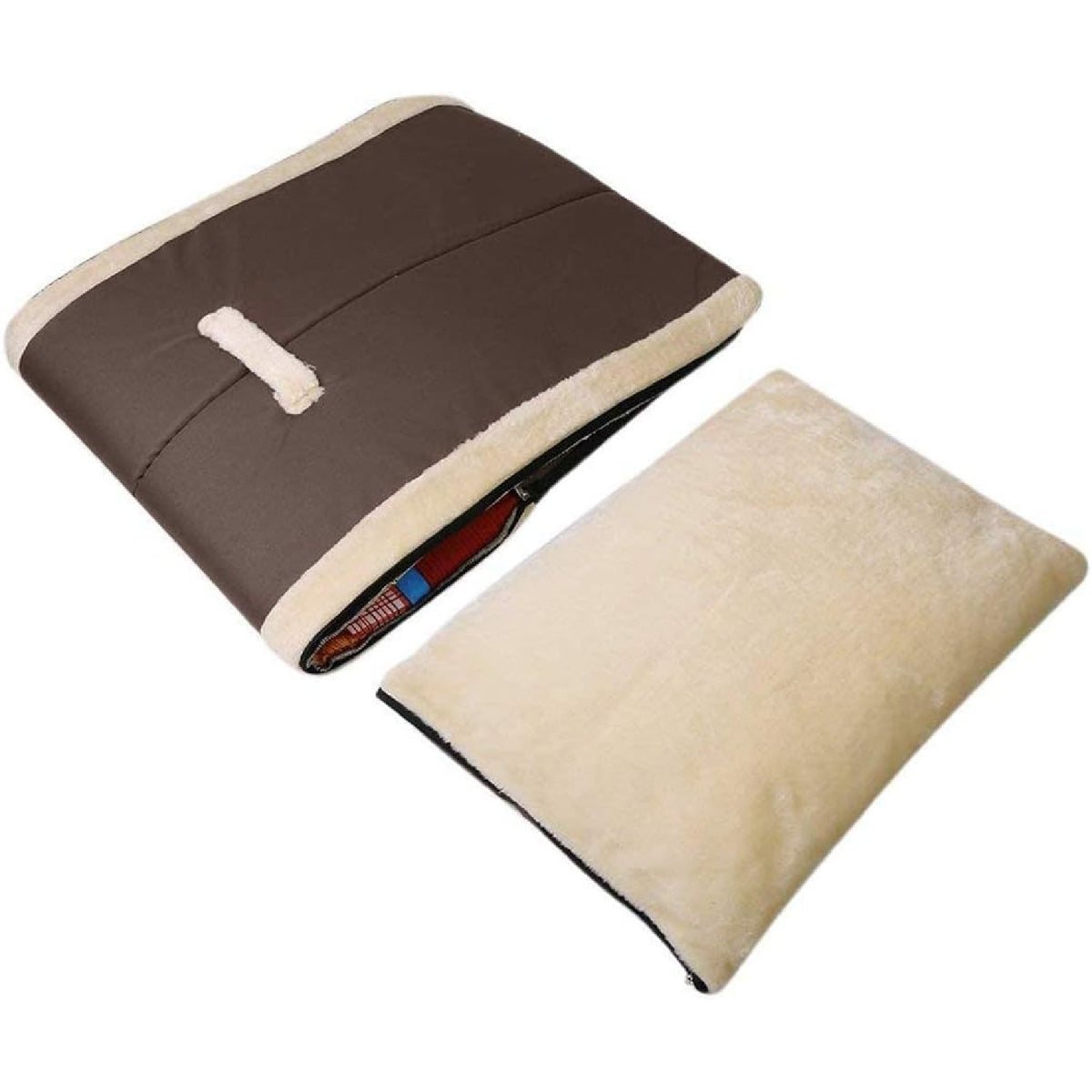 Pet Dog House Kennel Soft Puppy Cat Cave Beds Doggy Warm Cushion Brown L