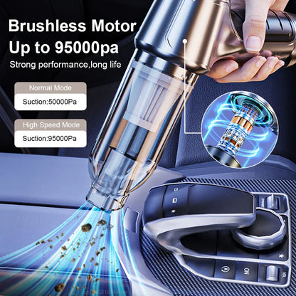 Handheld Wireless Home & Car Vacuum with Dust Blower 95000PA Mini Air Duster