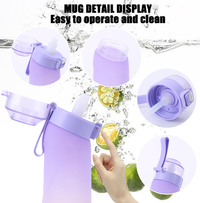 7 Fruit Fragrance Bottle Flavored Taste Pods 650Ml Water Bottle Purple