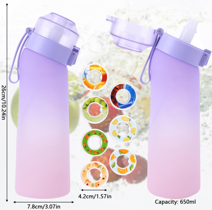 7 Fruit Fragrance Bottle Flavored Taste Pods 650Ml Water Bottle Purple