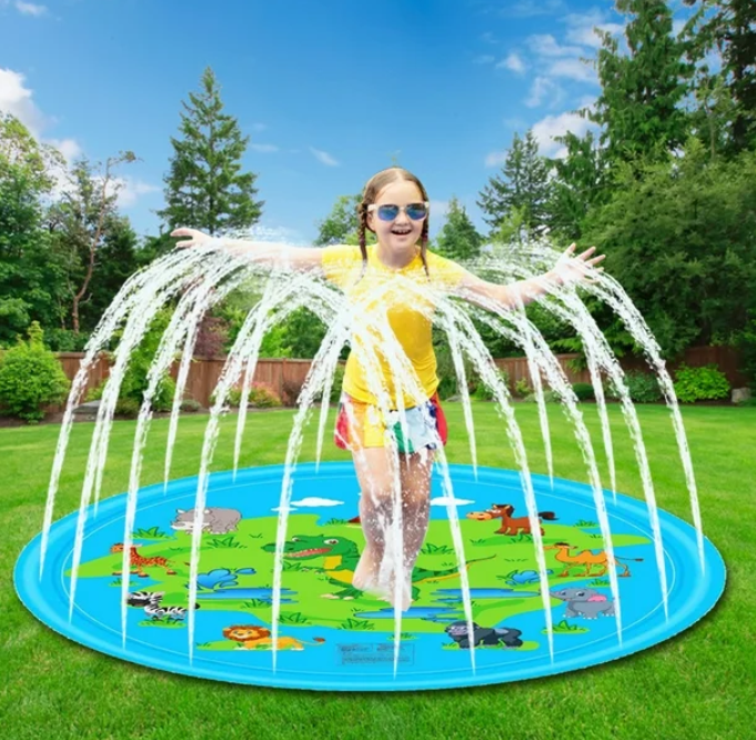 Inflatable Spray Pool Toy Kids Splash Sprinkler Water Play Pad Mat Dinosaur