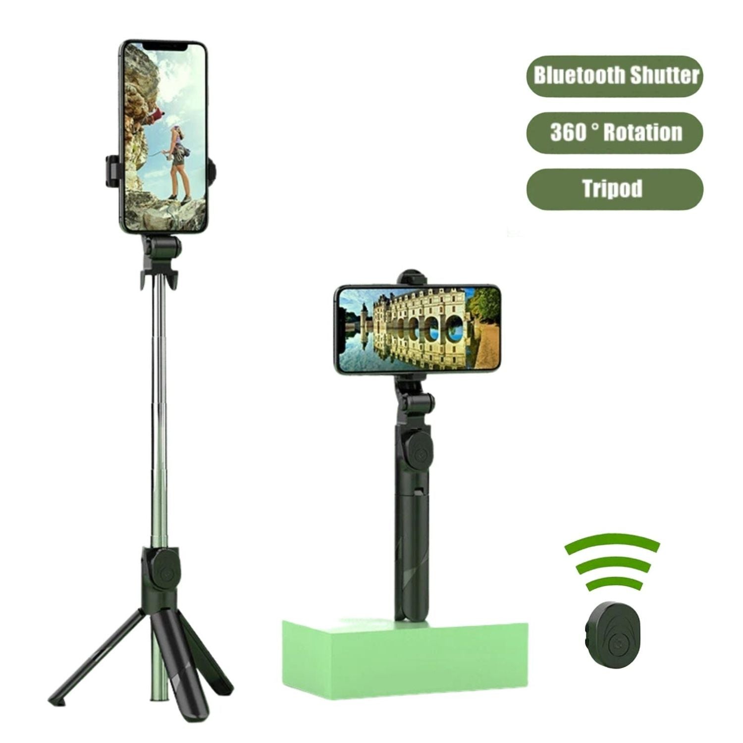 Flexible Tripod Holder Stand Selfie Stick With Bluetooth Remote For Mobile Phone