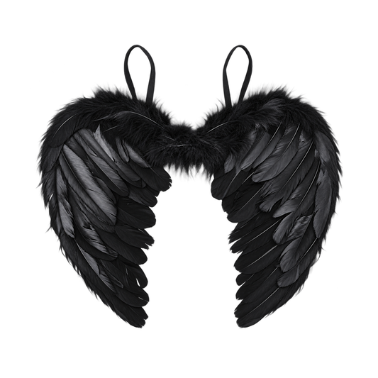 1x Large Black Angel Feather Wings Fairy Fancy Dress Halloween Children Adult
