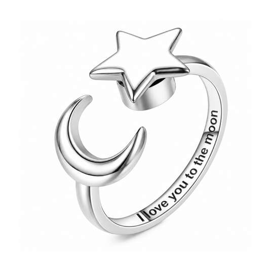 Star Moon Stylish Fashion Jewelry Adjustable Spinner Ring Women Accessory