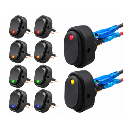 8pcs Car Motor Boat Heavy Duty Red LED OFF/ON Rocker Toggle Switch 12V 30A