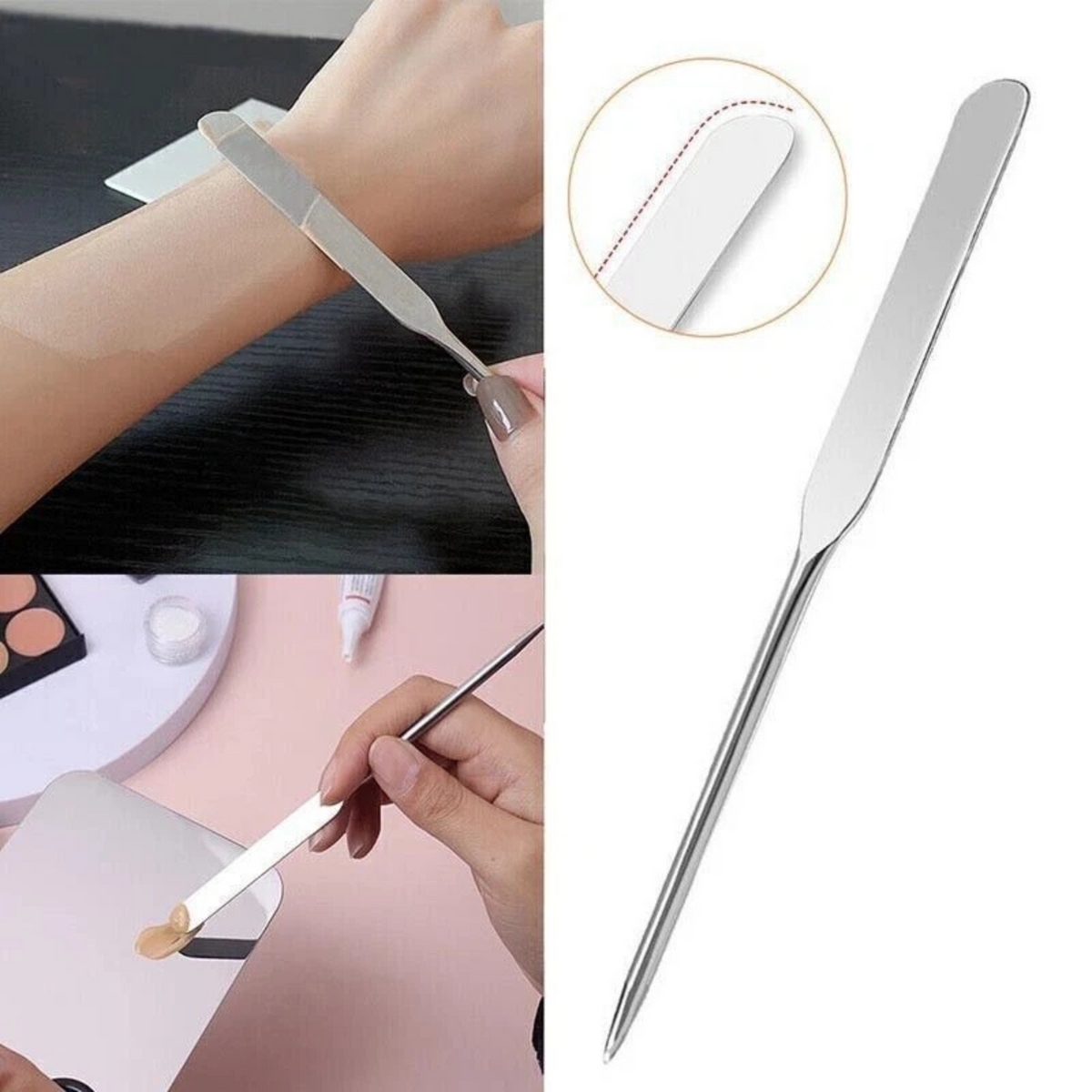 Stainless Steel Makeup Spatula for Toner Mixing & Skincare Application