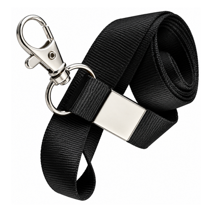 Neck Strap ID Badge Card Key Holder Clip Ring Name Tag Lanyard Black