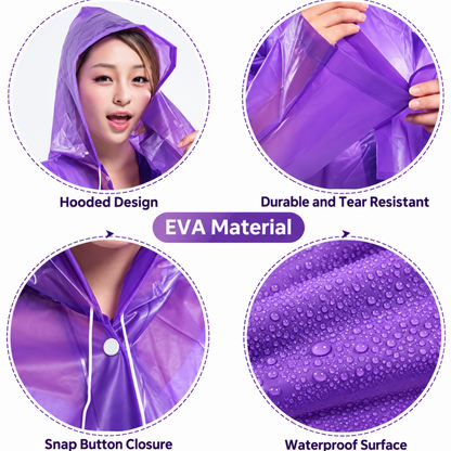 Adult Waterproof Drawstrings Raincoat Unisex Reusable Hooded Jacket Poncho EVA