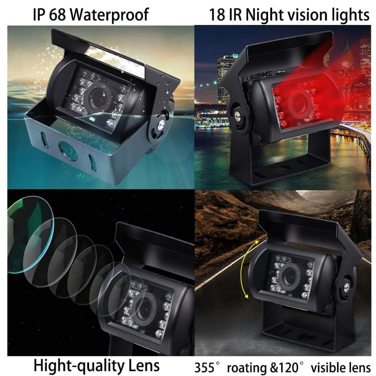 Reverse Backup Camera 18 IR Car Waterproof Parking Rear View Night Camera 120°