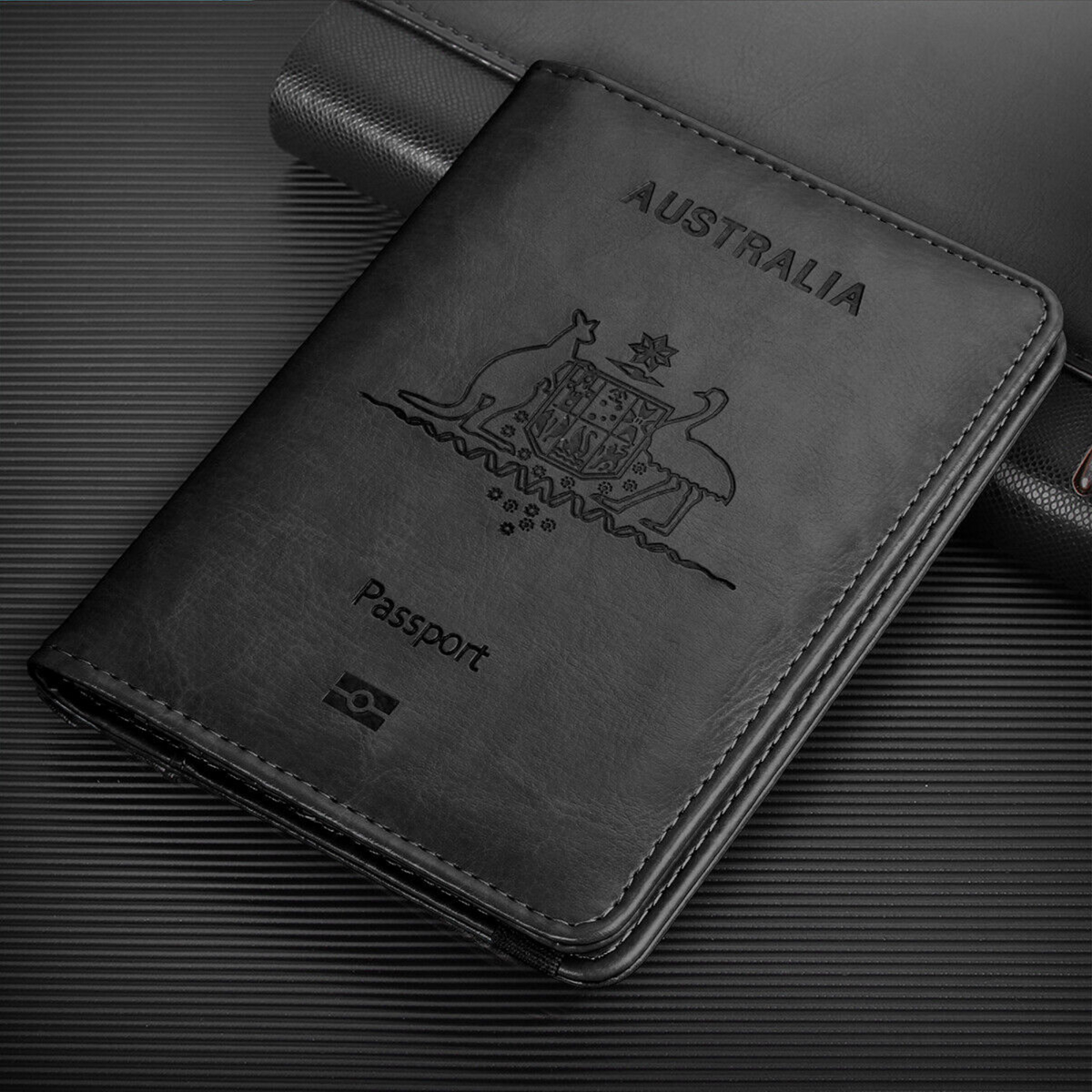 Travel Passport Wallet Card Holder Cover RFID Blocking Slim Black Leather