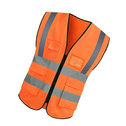 Reflective High Visibility Safety Vest Tape Zip Workwear Pocket Night Orange