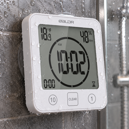 Shower Clock Timer Waterproof Digital Timer Temperature Meter Alarm White