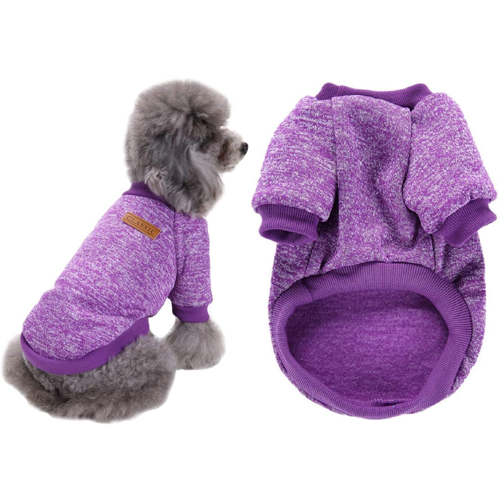 Pet Dog Warm Coat Fleece Jacket Jumper Sweater Clothes Purple Large