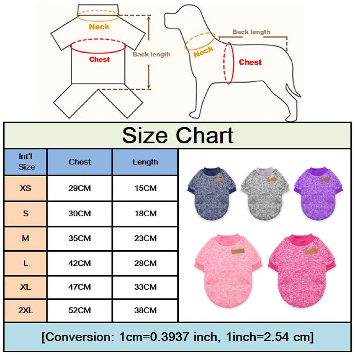 Pet Dog Warm Coat Fleece Jacket Jumper Sweater Clothes Purple Large
