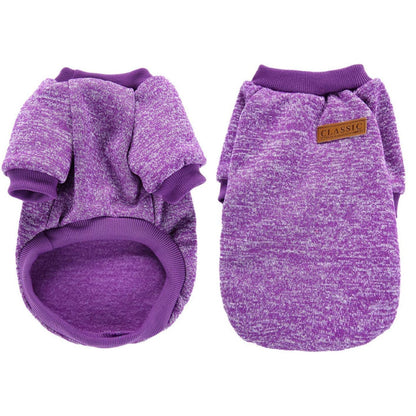 Pet Dog Warm Coat Fleece Jacket Jumper Sweater Clothes Purple Medium