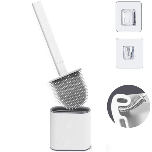 Creative Cleaning Set Bathroom Silicone Bristles Toilet Brush With Holder