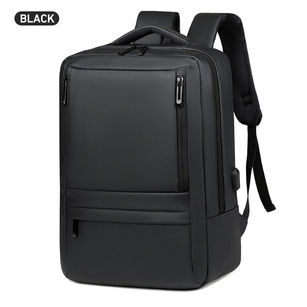 Anti Theft Business Travel Bag 15.6" Laptop USB Port Backpack Unisex Black