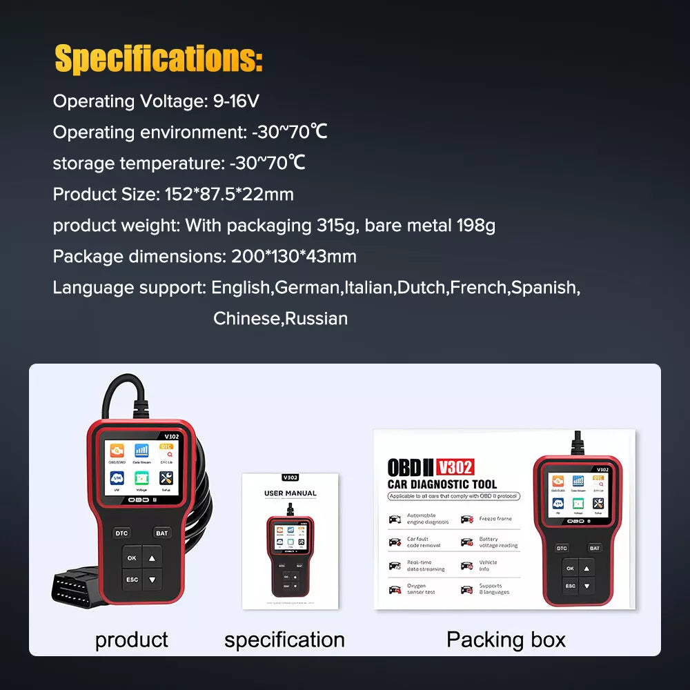 Check Engine Code Reader Car Diagnostic OBD2 Scan Tool Auto Fault Car Scanner