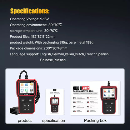 Check Engine Code Reader Car Diagnostic OBD2 Scan Tool Auto Fault Car Scanner