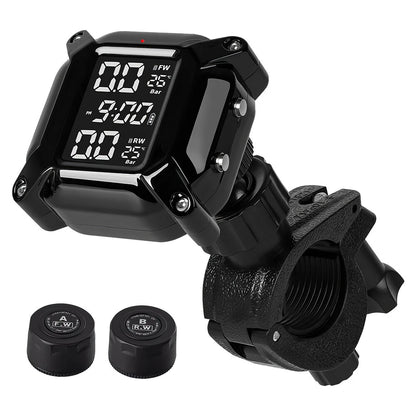 Tire Pressure Monitor System Wireless Motorcycle TPMS 2 External Sensors