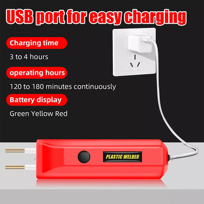 Hot Stapler Car Bumper Repair Welding Kit Cordless Plastic Welder Gun Red