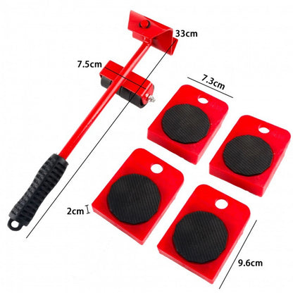 Wheel Mover Sliders Kit Heavy Furniture Moving Lifter Roller Move Tool Set Red