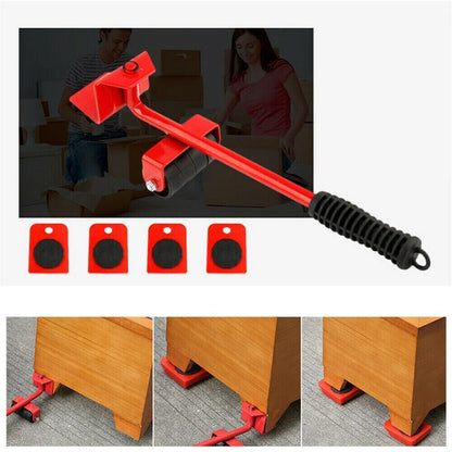 Wheel Mover Sliders Kit Heavy Furniture Moving Lifter Roller Move Tool Set Red