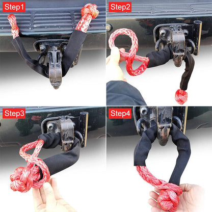 2pcs Heavy Duty Dyneema Winch Rope Soft Shackle Recovery Gear 55cm