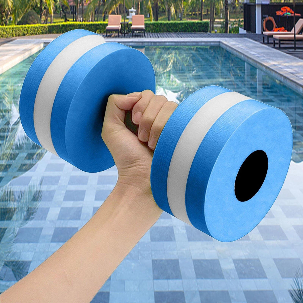 2x Aquatic Fitness Barbell Aqua Pool Exercise EVA Water Aerobics Dumbbell Blue