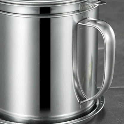 Cooking Soup Grease Strainer Separator 1.8L Stainless Steel Oil Filter Pot