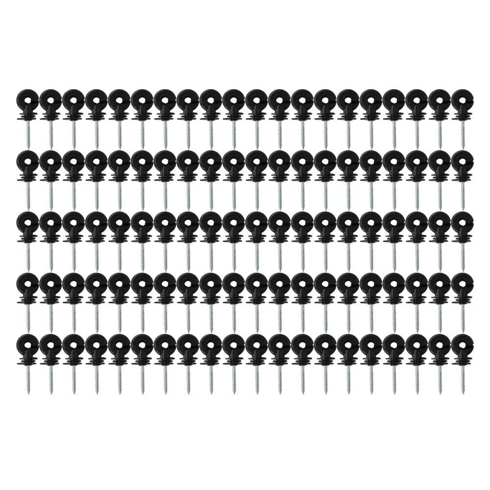 100x Screw-in Ring Post Cord Poly Wire Tape Line Electric Fence Insulator Tape