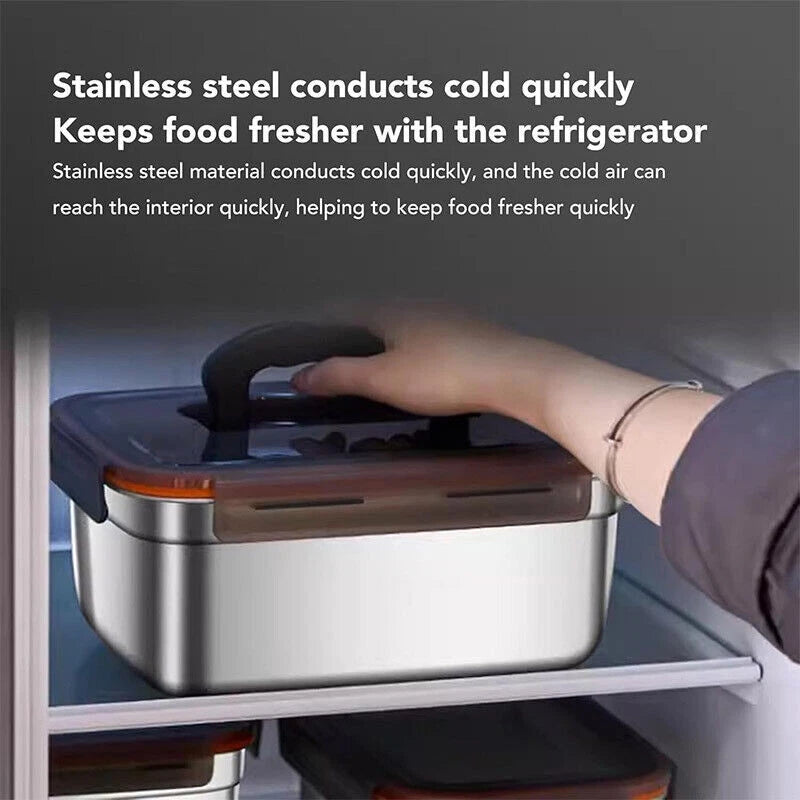 3500ml Food Storage Meal Prep Crisper Container Stainless Steel Lunch Box