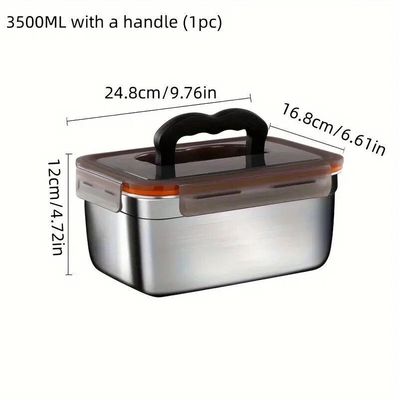 3500ml Food Storage Meal Prep Crisper Container Stainless Steel Lunch Box