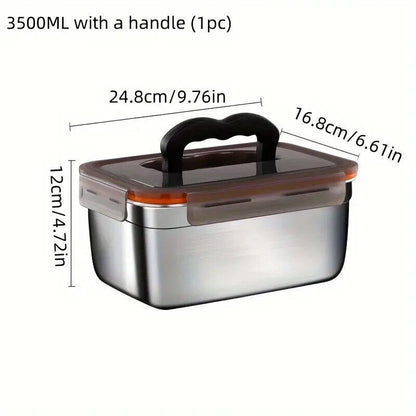 3500ml Food Storage Meal Prep Crisper Container Stainless Steel Lunch Box