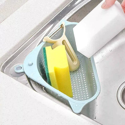 Kitchen Rack Shelf Holder Triangle Sink Drain Basket Strainer Organizer Blue