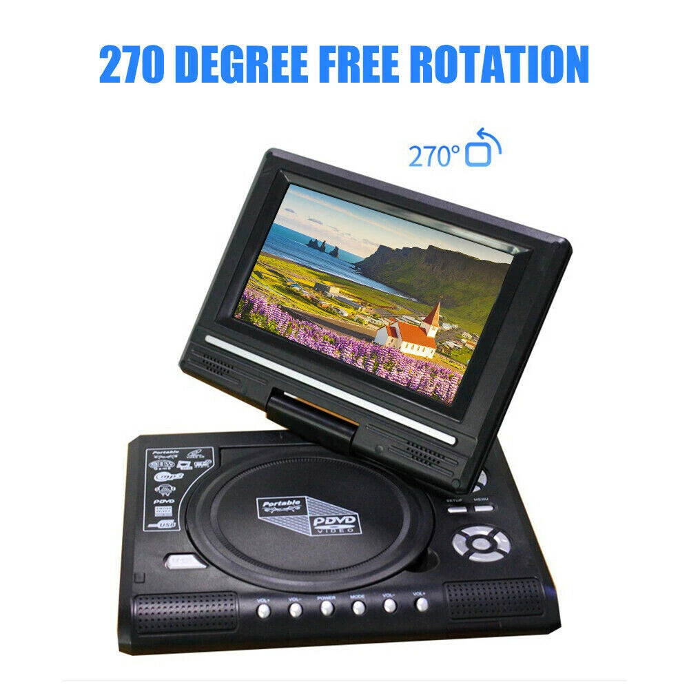 Swivel Screen 7.8 Inch Portable DVD Player CD, DVD, VCD, All Regions Playback