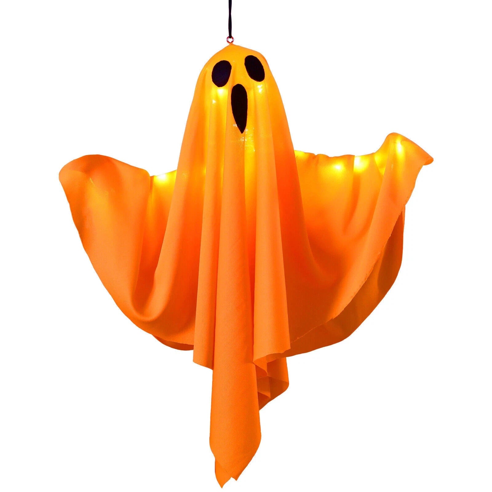 2PCS Garden Prop Party Decor Halloween Hanging Lighted Glowing Ghost Orange