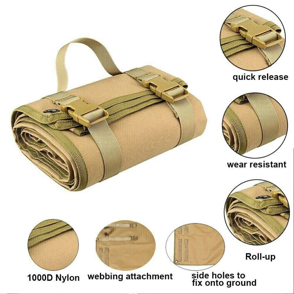 Training Molle Roll Up Hunting Gun Pad Tactical Shooting Range Mat Khaki