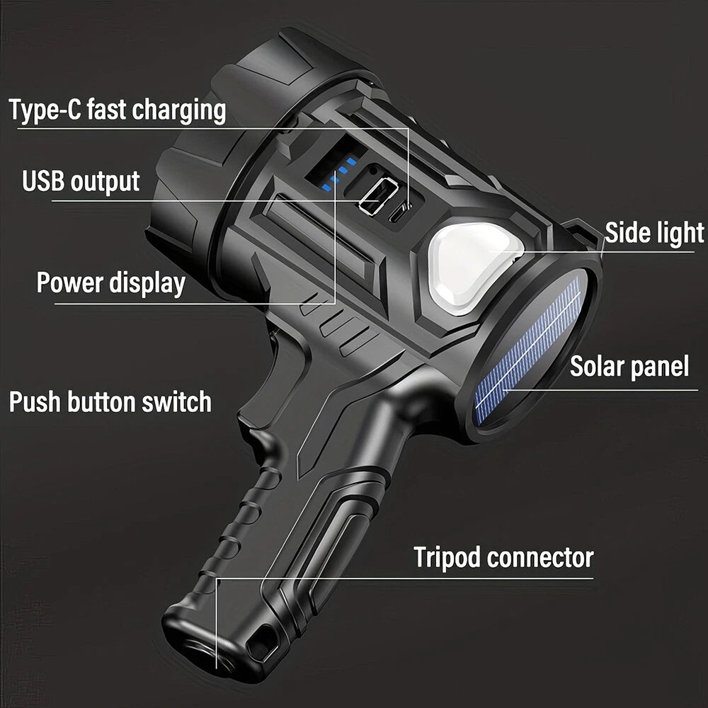 Rechargeable Flashlight Hunting Camping Spot Light Torch LED Handheld Spotlight