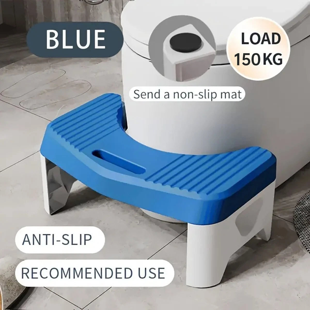 Bathroom Footstool Household Restroom Pad Thickened Toilet Squatting Stool Blue