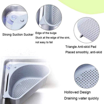 Kitchen Rack Shelf Holder Triangle Sink Drain Basket Strainer Organizer Blue