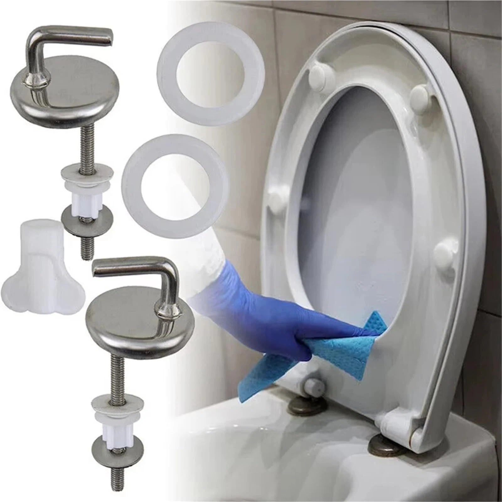 2x Stainless Steel Back Wall Toilet Seat Fix Fitting Hinges Replacement Tools