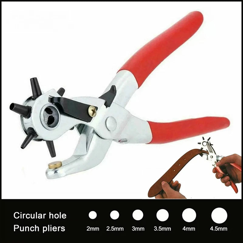Leather Belt Eyelet Hole Punch 2-4.5mm Revolving Puncher Plier Craft Tool